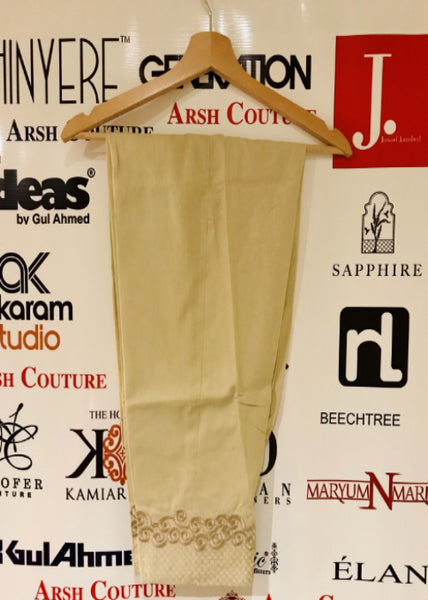 KAIN Cotton Embroidered Beige Trouser/Bottom Series 2019