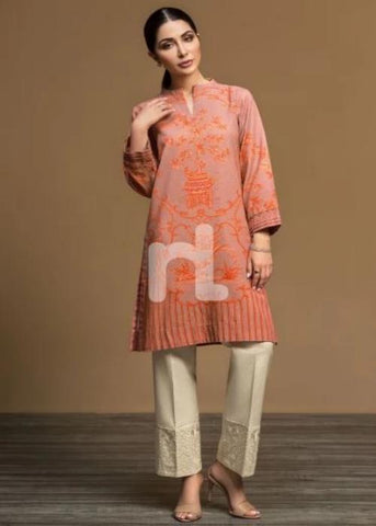 Nishat Pink Digital Printed Stitched Khaddar Shirt - 1PC