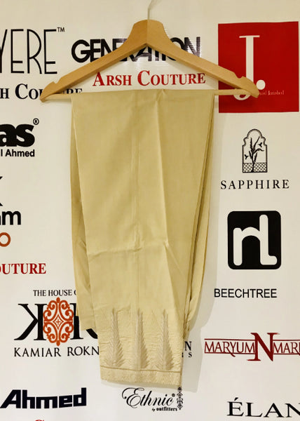 KAIN Cotton Embroidered Beige Trouser/Bottom Series 2019