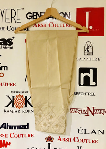 KAIN Cotton Embroidered Beige Trouser/Bottom Series 2019 - [Arsh Couture London]